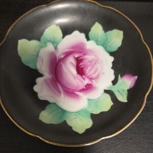 Hand-Painted Pink Rose Floral Decorative Plate